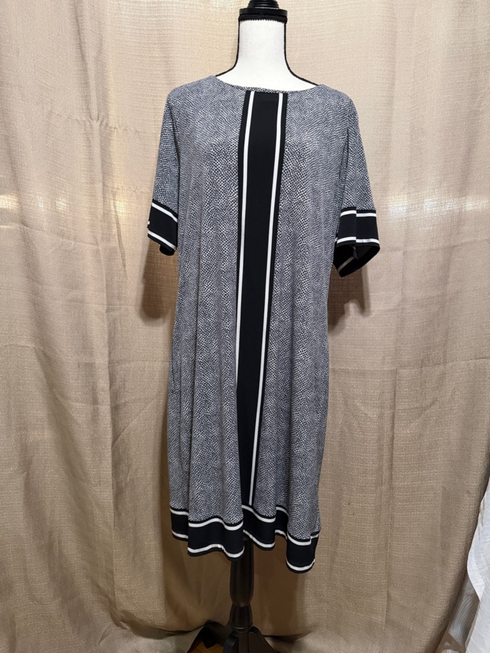 Michael Kors Black and White Midi Shift Dress